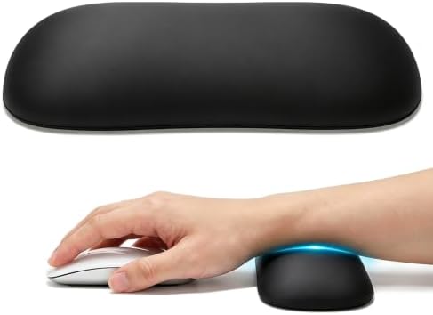 MXCOIRTP Ergonomic Silicone Mouse Wrist Rest, Extended Wrist Support Pad with Non-Slip Base, Soft Wrist Cushion for Pain Relief, Gaming Office Computer, Black