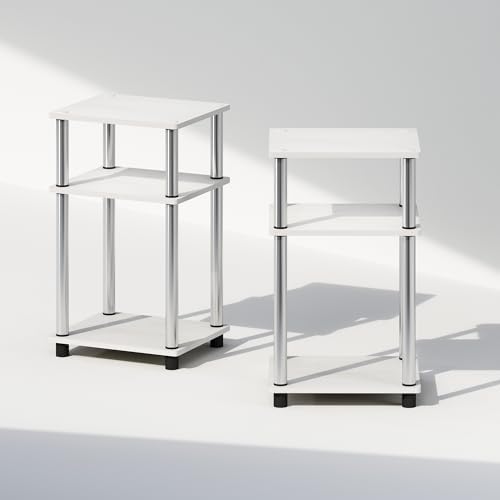 Furinno JUST Set of 2 Toolless 3-Tier Night Stand, White Oak