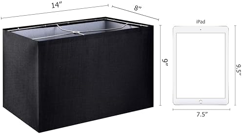 GO&SO Black Rectangular Lamp Shades Set of 2 Medium,14"L×8"W×9"H Shade Deco