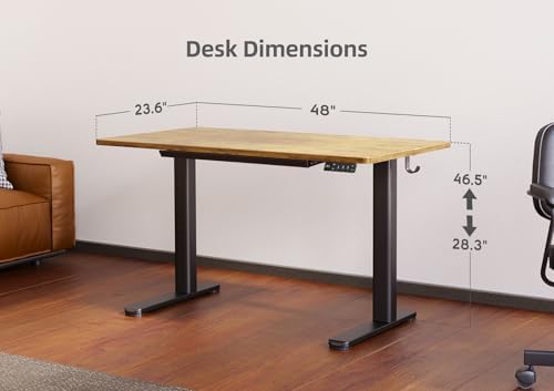 Claiks Electric Standing Desk with Drawers, 48 x 24 Inches Rustic Brown