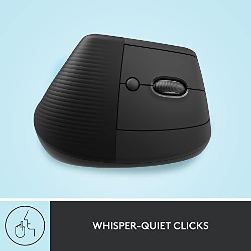 Logitech Lift Vertical Ergonomic Mouse, Wireless, Bluetooth or Logi Bolt USB Receiver, Quiet clicks, 4 Buttons, Compatible with Windows/macOS/iPadOS, Laptop, PC - Graphite (Renewed)