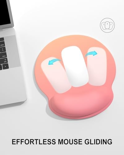 Auhoahsil Mouse Pad, Ergonomic Mouse Pad with Wrist Rest, Pain Relief Computer Gel Mouse Pad Wrist Support for Laptop, Mousepad with Non-Slip PU Base, Mouse Pads for Desk, Pink Gradient