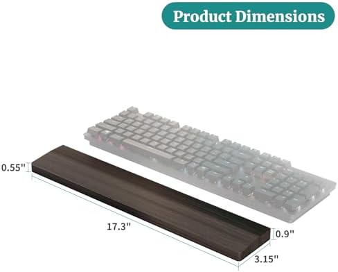 Keyboard Wrist Rest, Wooden Wrist Rest for Keyboard, 17.3-inch Length and 22mm Thickness, Bamboo Wood Palm Rest, Ergonomic Design for Mechanical Gaming Keyboard, Stain Resistant