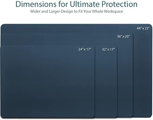 Vine Creations Leather Desk Mat Large 36" x 20", Desk Protector Mat, PU Leather Desk Pad, Large Mouse Pad, Desk Blotter, Desk Pads on Top of Desks, Desk Matt for Desktop, Office Desk Mat (Dark Blue)