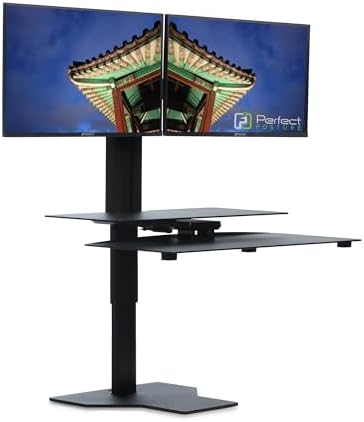 Perfect POSTURE Standing Desk Converter - Dual Monitor Riser - 18" Lift