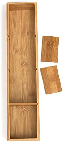 Lipper International Bamboo Drawer Organizer with 3 Removable Dividers, Brown (Pack of 6)