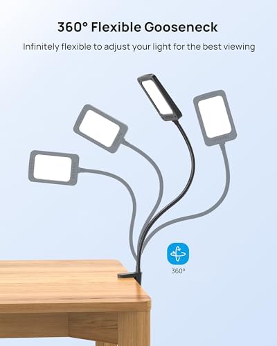 TROND LED Desk Lamp with Clamp, 6000K Daylight, Flexible Gooseneck on Light