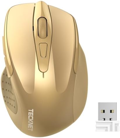 TECKNET Wireless Mouse, 2.4G Ergonomic Computer Mouse, 2600 DPI, Gold