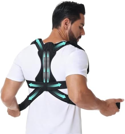 Posture Corrector for Women & Men, Back Shoulder Support Brace | Adjustable & Breathable, Upper Back Straightener Pulls Shoulders for Pain Relief, Neck Hump, Hunchback, Kyphosis, Scoliosis，Large