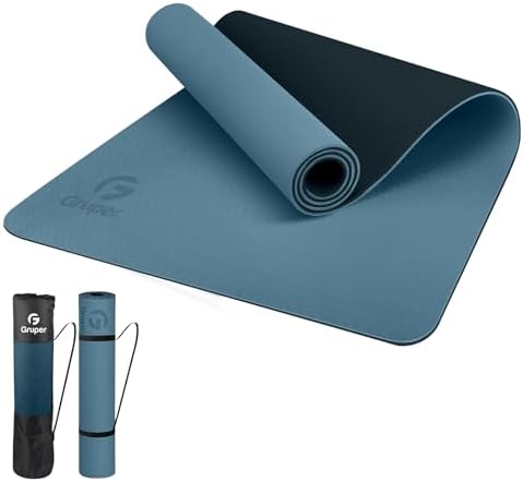 Gruper Yoga Mat Non Slip, Eco Friendly Exercise Mat with Carrying Strap