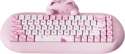 YUNZII C68 Silicone Cute Cat Mechanical Keyboard (Pink, Milk Switch)