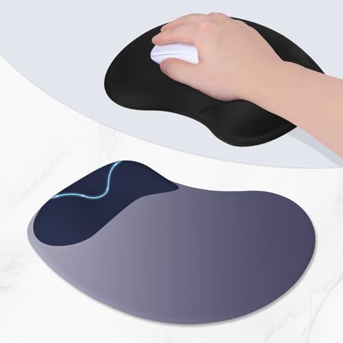 ITNRSIIET Ergonomic Mouse Pad, Cushioned Gel Wrist Rest, Non-Slip Base, Smooth Surface, Cute Multi-Color, 9.5 x 8.2 in, Gray Blue