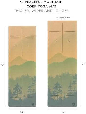Cork Yoga Mat with Natural Rubber Base, Extra Size, Thickness and Support, Excellent Cushion & Grip, Non-Slip, Non-Toxic, Sweat-Resistant, Sustainable, Eco-friendly Exercise Mat