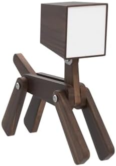 Super Cute Wood Dog Table Lamp for Room Bedroom Bedside, Walnut