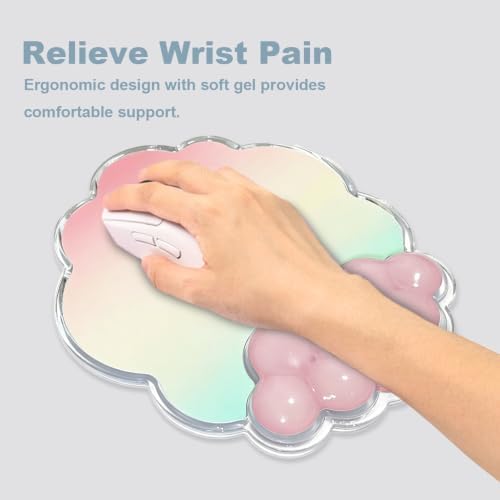 Pastel Cloud Wrist Rest and Gel Mouse Pad Support for Keyboard and Mouse