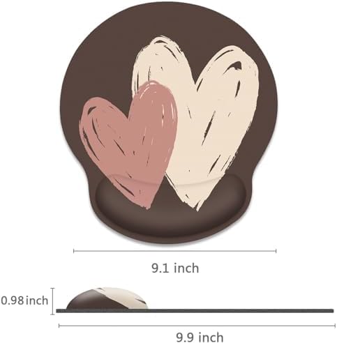 Britimes Ergonomic Mouse Pad with Wrist Support, Brown Heart Pattern