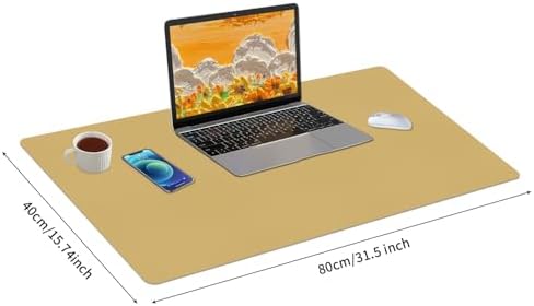 Bloss Light Yellow Desk Mat 31.5"x15.7", Desk Matt for Desktop, Waterproof Leather Large Mouse Pad, Computer Mat for Office/Home/Decor