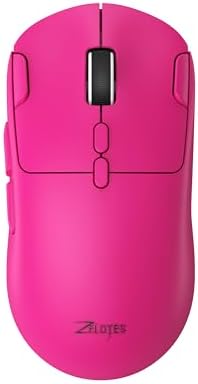 zelotes Gaming Wireless Mouse, Bluetooth Rechargeable with 9 Programmable Buttons,Ultra-Light 60g, 24,000 DPI, BT/USB 2.4G / Type-C, Ergonomic Optical Mouse for Laptop, PC,Office and Gamers (Pink)