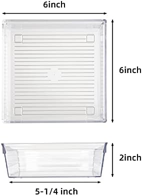 Clear Plastic Drawer Organizer Tray for Vanity Cabinet (6"×6"×2"，Set of 8),Storage Tray for Makeup, Kitchen Utensils, Jewelries, and Gadgets…
