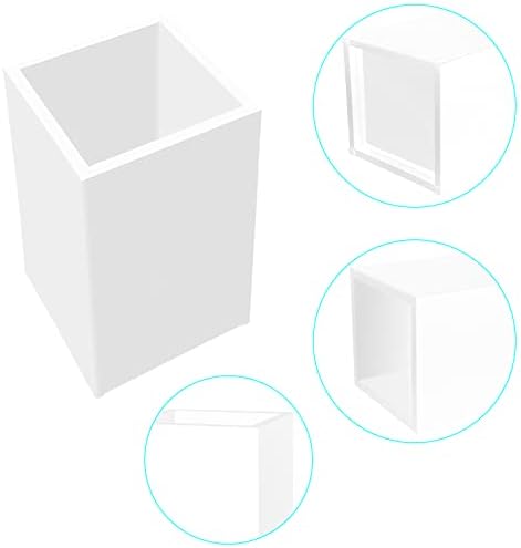 White Acrylic Pencil Pen Holder Cup 2 Pack,Desk Accessories Holder,Makeup Brush Storage Organizer,Modern Design Desktop Stationery Organizer for Office School Home Supplies,2.6x 2.6x 4 inches