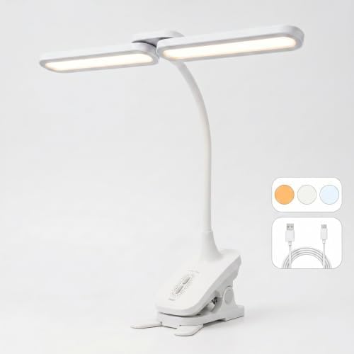 OTUS Clip On Desk Lamp, Rechargeable Dual Light Bar, Cordless Reading Light