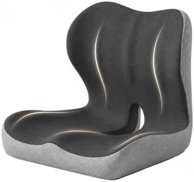Celnva Orthopedic Seat Cushion – L-Shaped Lumbar Support Memory Foam Comfort for Long Sitting, Ergonomic Support for Office Chair, Wheelchair, Car & Travel (XL Black&Gray)