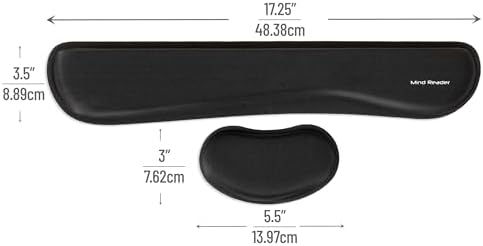 Mind Reader Ergonomic Keyboard and Mouse Wrist Rest Sets, Gaming Accessory, Memory Foam, 16.75" L x 3" W x 0.75" H, 6 pcs, Black