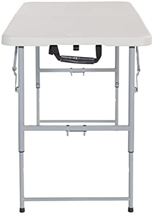 Office Star Resin Multipurpose Rectangle Table, 4-Feet Long, Height Adjustable, Center Folding Table, Light Gray