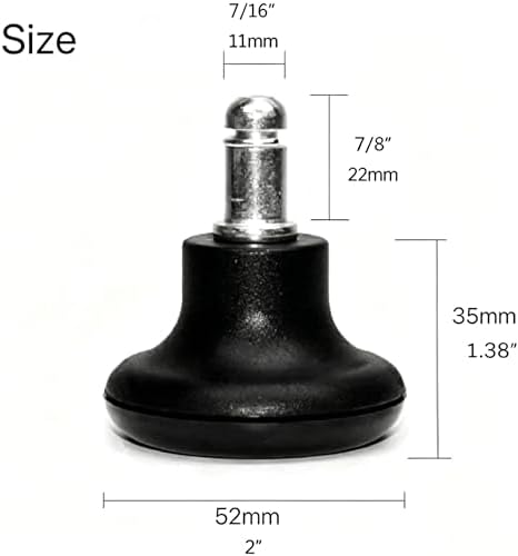 Set of 5 Bell Glides for Office Chair Caster Wheels Replacement Convert Swivel Casters to Fixed Stationary Feet Universal Fit for Most Office Chairs & Stools