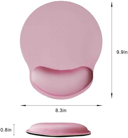Mouse Pad with Wrist Support, Ergonomic Mouse Pad with Memory Foam Wrist Rest Cushion, Non-Slip Rubber Base Gaming Mice Pad for Home Office Computer Laptop, Pink
