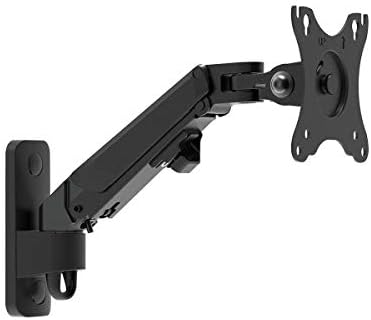 Monoprice Full Motion Wall Mount - for Monitors Up to 27 Inch, Adjustable Gas Spring, 1-Segment, Supports Max Weight 15.4 Pounds, Black - Workstream Collection
