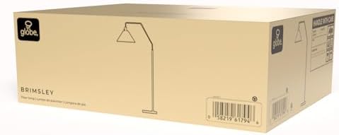Globe Electric 61000171 65" Floor Lamp, Matte Black, Off-White Tapered Fabric Shade, On/Off Rotary Switch on Socket, 5-Foot Black Cord, 1-Light, 100W E26/Medium Base Bulb