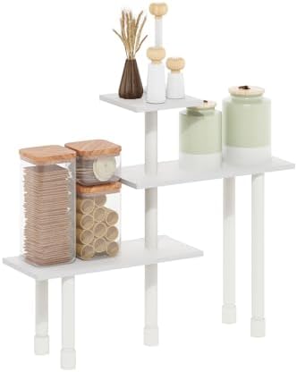 Furinno Turn-N-Tube Kitchen Countertop Organizer, 3-Tier Corner Countertop Organizer Shelf, Corner Shelf, for Kitchen, Pantry, Organizers and Storage, White