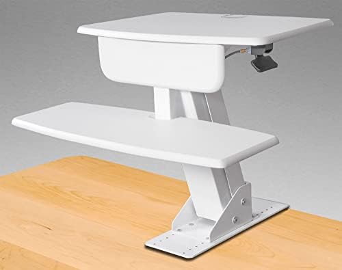 Kantek Desk Clamp-Mounted Sit to Stand Workstation, White (STS800W)
