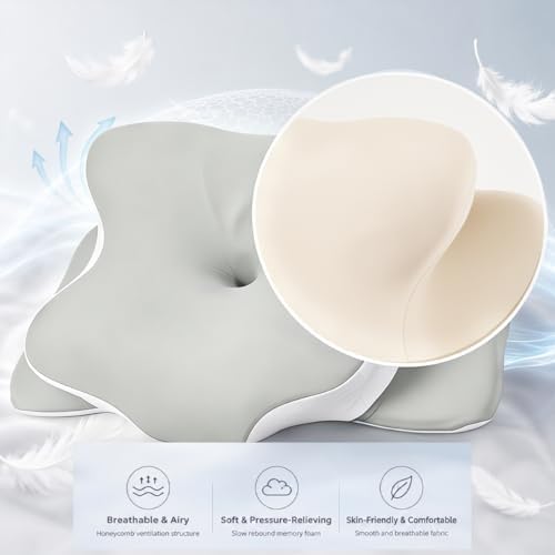 Pillow for Neck Pain Relief, Cooling Memory Foam Cervical Contour Support