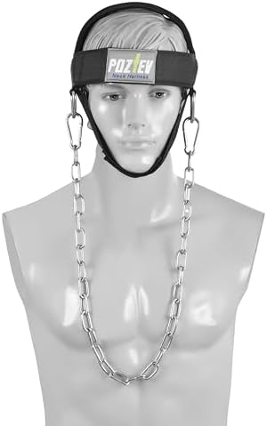 Neck Harness with Heavy-Duty Chain - Adjustable Head and Chin Straps for Neck Strength and Pain Relief