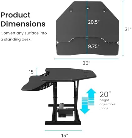 VERSADESK PowerPro Elite Smart Corner Standing Desk Converter - Adjustable Sit Stand Desk Riser with Keyboard Tray & USB C Ports - App Controlled Height Adjustment for Home or Office | Black (36" x