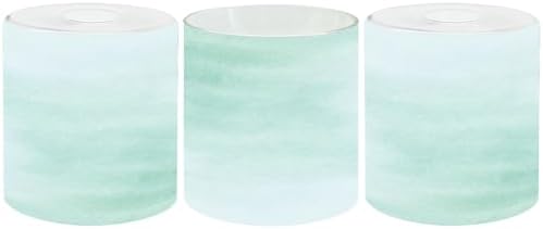 3 Pack Cylinder Glass Lamp Shade Teal Blue Ombre Watercolor Painted Covers with 1-5/8" Fitter Opening Light Fixture Replacement for Table Lamp Bathroom Vanity Light