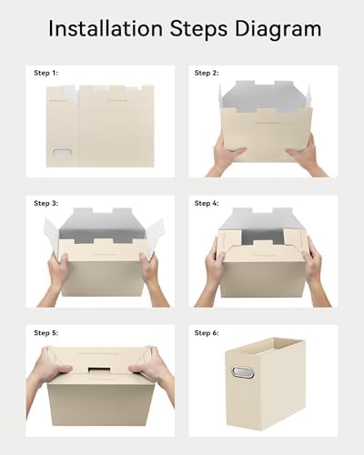 Oterri Portable Cardboard File Box for Hanging Folders Letter-Size Beige