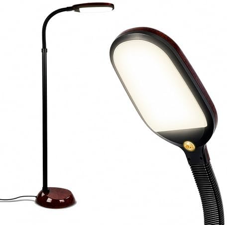 Brightech Litespan - Bright LED Floor Reading Lamp for Over Chair Crafts and Reading, Estheticians' Light for Lash Extensions, Adjustable Standing Lamp for Living Room, Bedroom, Office - Havana Brown