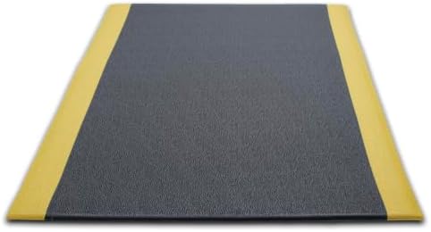 Guardian 24061001BY Soft Step Anti-Fatigue Floor Mat, Vinyl, 6'x 10", Black with Yellow Stripe