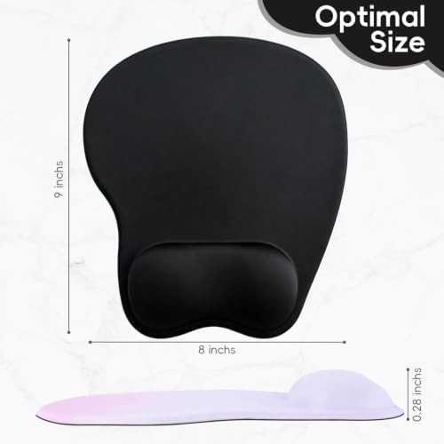 Mouse Pad with Wrist Rest Ergonomic Mouse Pad with Comfortable M-Shape Pain Relief Wrist Support Non-Slip PU Base Mousepad for Laptop, Office & Home (Black)