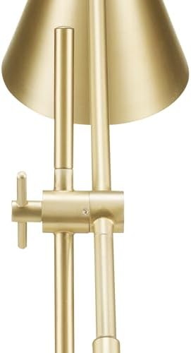 Globe Electric x Novogratz 52887 18" Desk Lamp, Matte Brass Finish, Adjustable Height, Balance Arm, Rotary Switch on Shade, Modern Lighting for Bedroom or Office, E26 Base 50W Bulb
