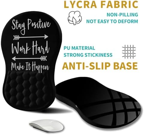 Hokafenle Ergonomic Mouse Pad Wrist Support, Wrist Rest Mousepad for Carpal Tunnel Pain Relief with Integrated Memory Foam Slope Massage Bulge (11.8x7.9 inch,Inspirational Quote