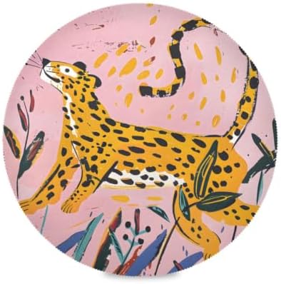 ALAZA Leopard Stretching Out Round Placemats Set of 4