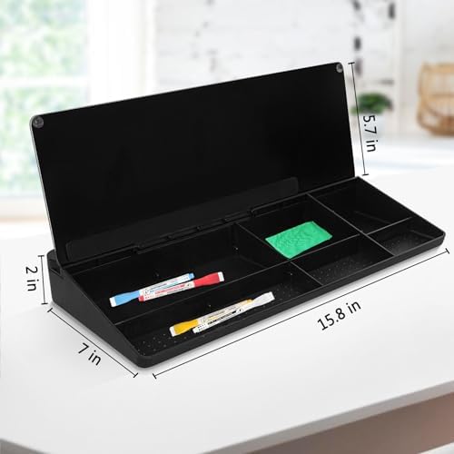 DOLLAR BOSS Glass Desk Whiteboard Small Dry Erase Board, All Black
