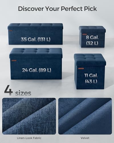 SONGMICS Small Folding Storage Ottoman, 12.2 x 16.1 x 12.2 Inches