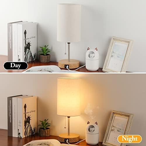 Lakumu Set of 2 Table Lamps, Modern Bedside Desk Lamps with Pull Chain