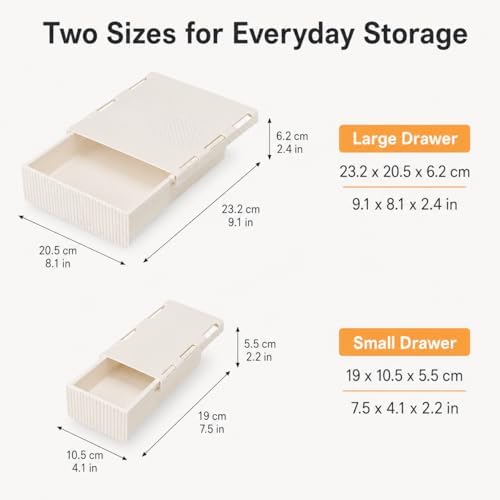 Under Desk Drawer Organizer, 2 Pack Self Adhesive Desk Storage Drawers