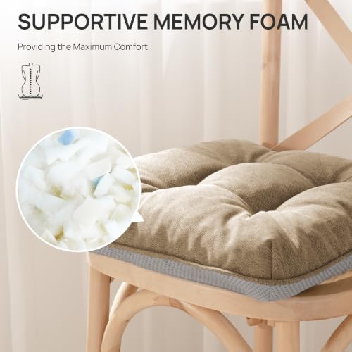 Love's cabin Memory Foam Chair Cushions Set of 4, 19 Inch, Linen